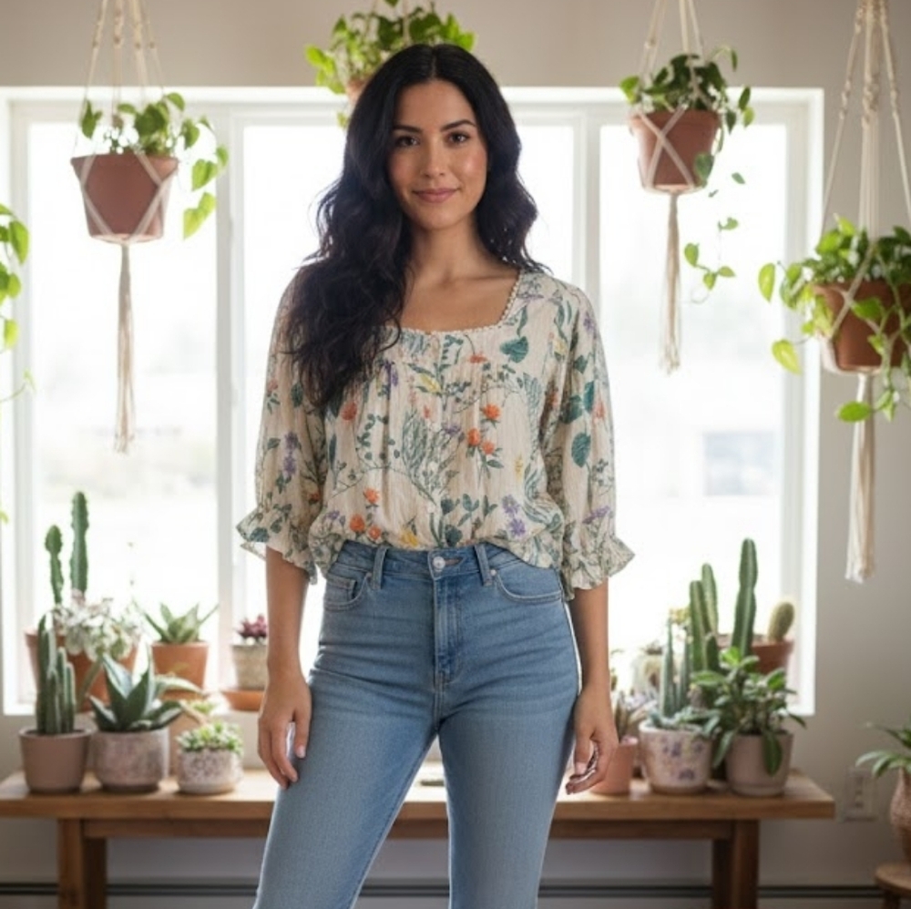 Laura Ashley Floral Print Blouse Size XS